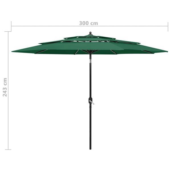 Grote foto vidaxl parasol 3 niveaux avec m t en aluminium vert 3 m tuin en terras overige tuin en terras