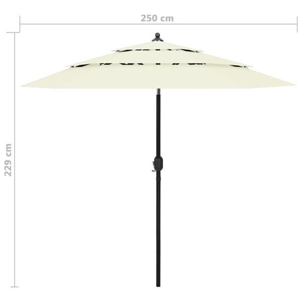 Grote foto vidaxl parasol 3 laags met aluminium paal 2 5 m zandkleurig tuin en terras overige tuin en terras