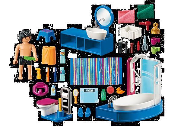 Grote foto playmobil dollhouse 70211 badkamer met ligbad kinderen en baby duplo en lego