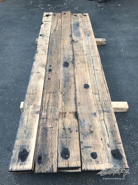 Grote foto echte oud eiken wagondelen en spoorbiels planken doe het zelf en verbouw hout en planken