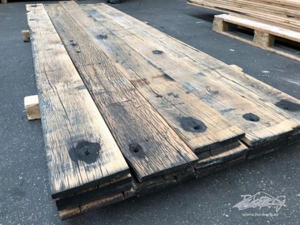Grote foto echte oud eiken wagondelen en spoorbiels planken doe het zelf en verbouw hout en planken