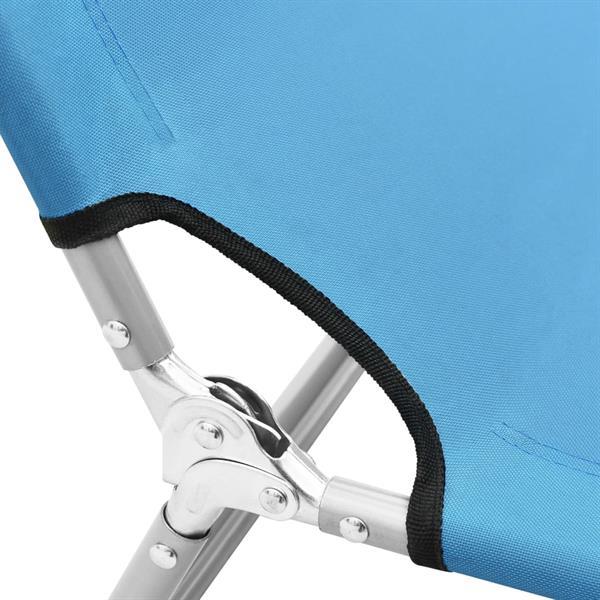 Grote foto vidaxl chaise longue pliable acier et tissu bleu turquoise tuin en terras tuinmeubelen