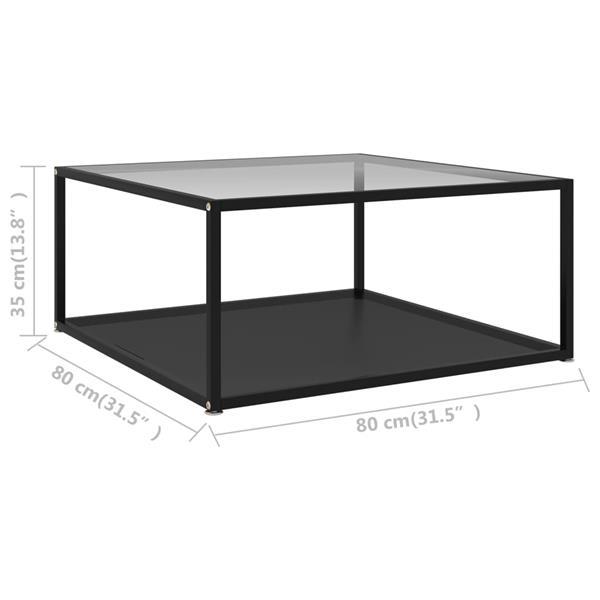 Grote foto vidaxl salontafel 80x80x35 cm gehard glas transparant en zwa huis en inrichting eettafels
