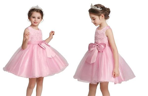 Grote foto communie jurk roze bruidsmeisje roosjes gratis bloemenkrans kinderen en baby overige