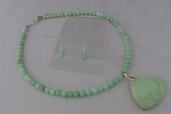 Grote foto chrysopraas ketting oorhanger set sieraden tassen en uiterlijk kettingen