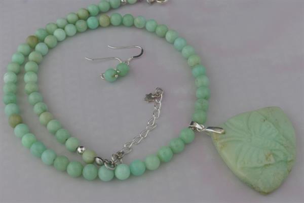 Grote foto chrysopraas ketting oorhanger set sieraden tassen en uiterlijk kettingen