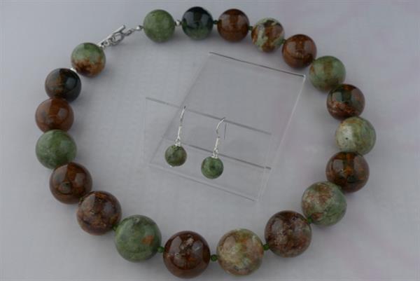 Grote foto groene opaal 20 mm ketting oorhanger set sieraden tassen en uiterlijk kettingen