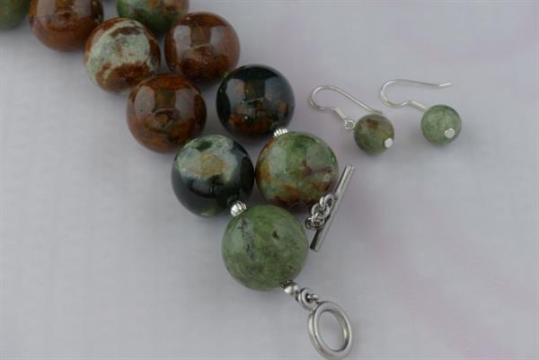 Grote foto groene opaal 20 mm ketting oorhanger set sieraden tassen en uiterlijk kettingen