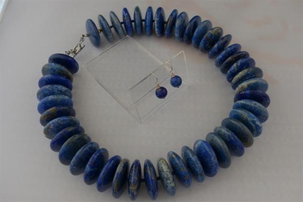 Grote foto lapis lazuli 3 cm ketting oorhanger set sieraden tassen en uiterlijk kettingen