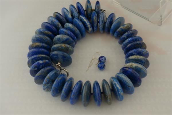 Grote foto lapis lazuli 3 cm ketting oorhanger set sieraden tassen en uiterlijk kettingen