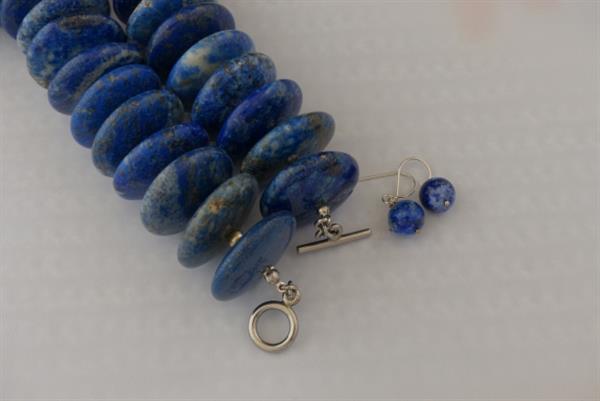 Grote foto lapis lazuli 3 cm ketting oorhanger set sieraden tassen en uiterlijk kettingen