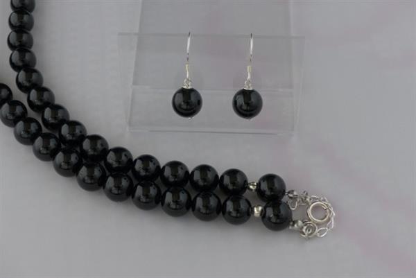 Grote foto zwarte toermalijn ketting oorhanger set sieraden tassen en uiterlijk kettingen