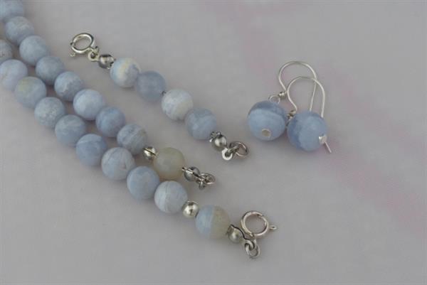 Grote foto blue lace agaat ketting oorhanger set sieraden tassen en uiterlijk kettingen