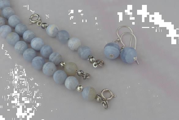 Grote foto blue lace agaat ketting oorhanger set sieraden tassen en uiterlijk kettingen