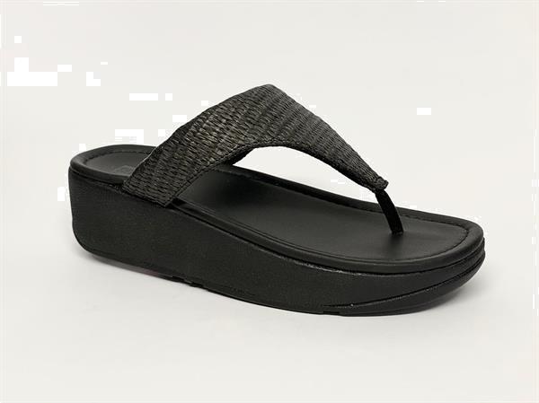 Grote foto fitflop imogen basket weave toe thongs black kleding dames schoenen
