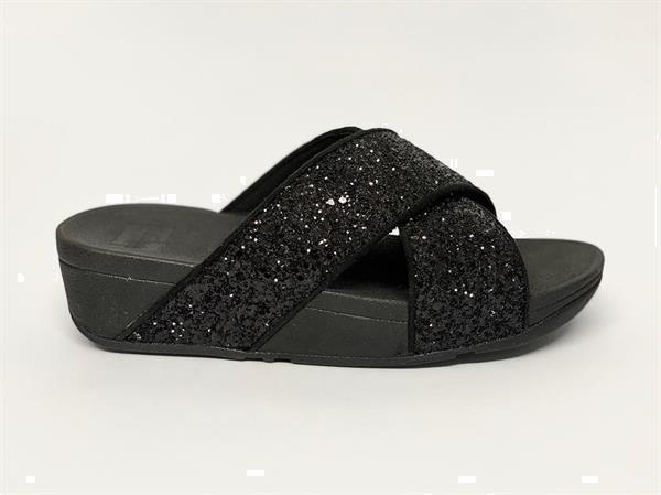 Grote foto fitflop lulu glitter slides black glitter kleding dames schoenen