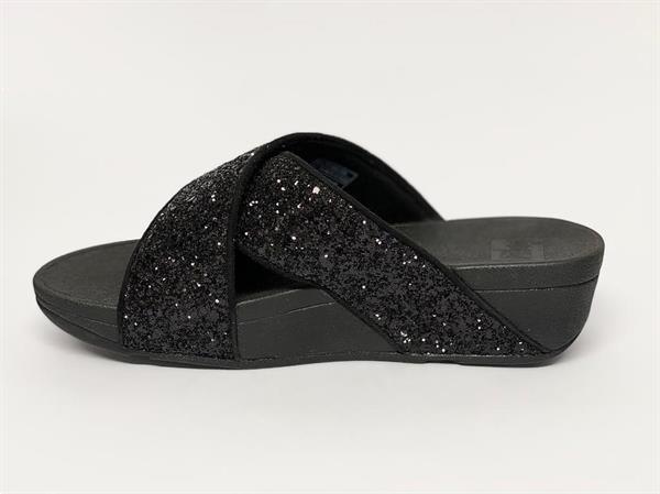 Grote foto fitflop lulu glitter slides black glitter kleding dames schoenen