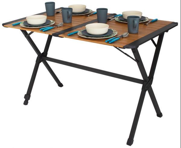 Grote foto campingtafel chamberry 70 x 110 x 70 cm bamboe bruin caravans en kamperen caravan accessoires