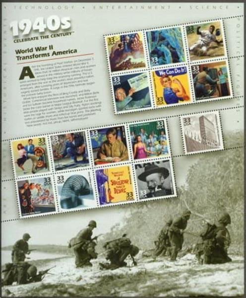 Grote foto 1940s celebrate the century.world war ii postzegels en munten amerika
