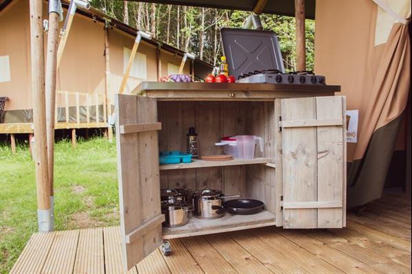 Grote foto safaritent voor 6 personen met badkamer op park rhederlaagse vakantie nederland midden