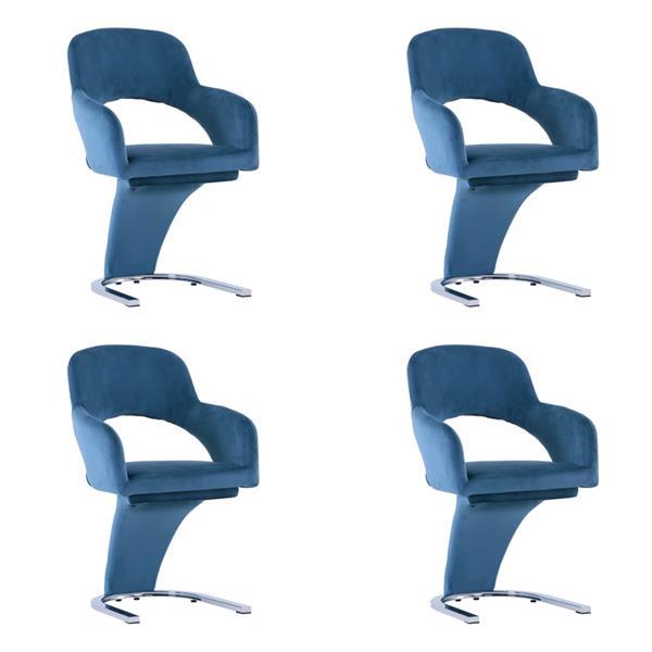 Grote foto vidaxl 3056582 dining chairs 4 pcs blue velvet 2x287775 huis en inrichting stoelen