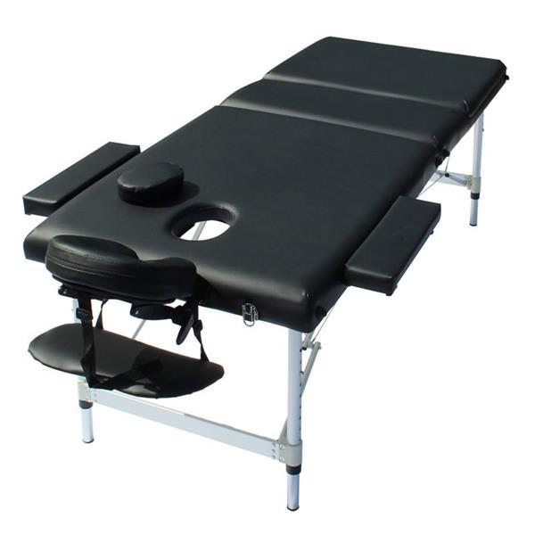Grote foto massagetafel alu zwart opklapbaar in hoogte verstelbare arml beauty en gezondheid massage