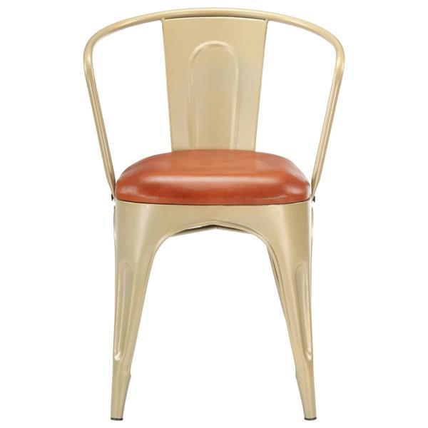 Grote foto vidaxl chaises de salle manger 2 pcs marron cuir v ritable huis en inrichting stoelen