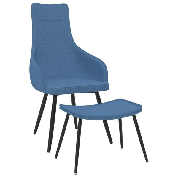 Grote foto vidaxl chaise de canap avec repose pied bleu tissu huis en inrichting stoelen