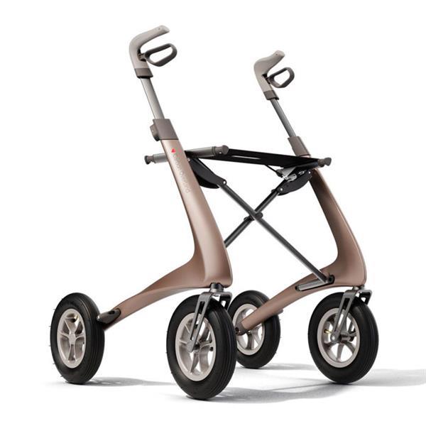 Grote foto carbon rollator overland metallic brown met luchtbanden diversen rolstoelen