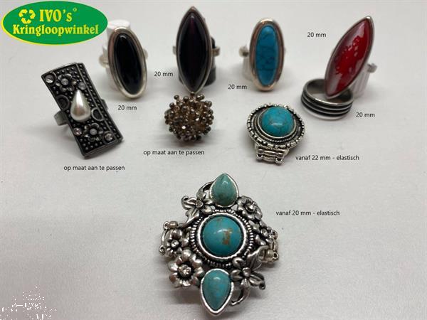 Grote foto sieraden ring set van 9 ringen 20 mm. vintage kleding dames sieraden