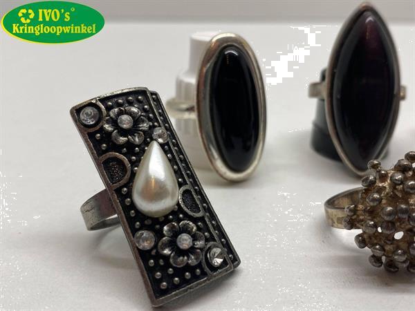 Grote foto sieraden ring set van 9 ringen 20 mm. vintage kleding dames sieraden