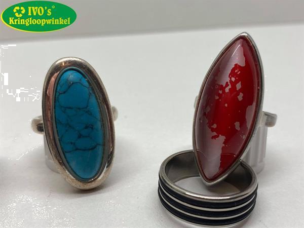 Grote foto sieraden ring set van 9 ringen 20 mm. vintage kleding dames sieraden