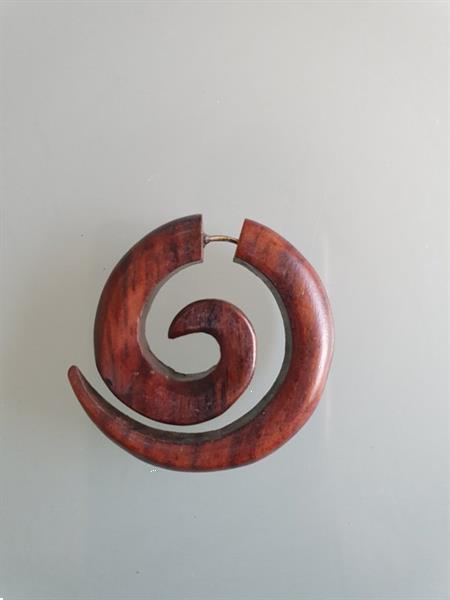 Grote foto fake stretcher spiral brown wood chunk sieraden tassen en uiterlijk piercings