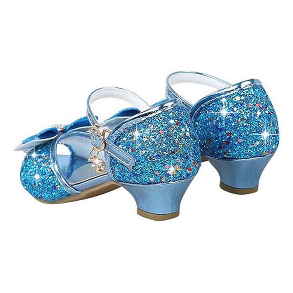Grote foto prinsessen schoenen blauw glitter strikje maat 27 binnenma kinderen en baby schoenen voor meisjes