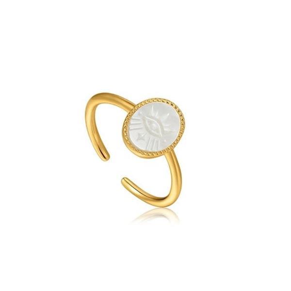 Grote foto ania haie wild soul goudkleurige ring met parelmoer ovaal sieraden tassen en uiterlijk ringen voor haar