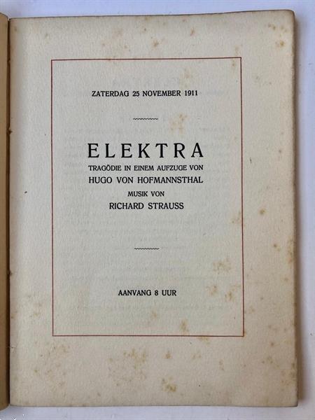 Grote foto music the hague elektra. tragodie in einem aufzuge von hug boeken geschiedenis wereld