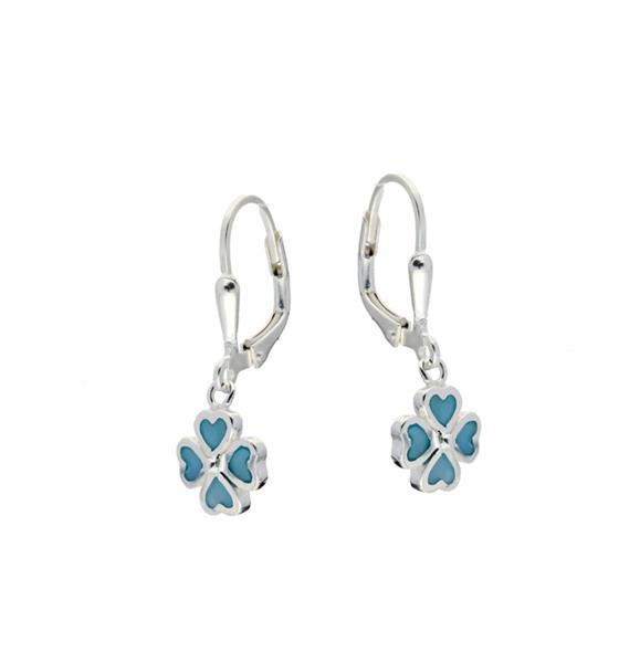 Grote foto lilly zilveren oorhangers met blauwe parelmoer bloem hangers kleding dames sieraden