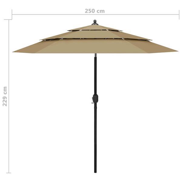 Grote foto vidaxl parasol 3 niveaux avec m t en aluminium taupe 2 5 m tuin en terras overige tuin en terras