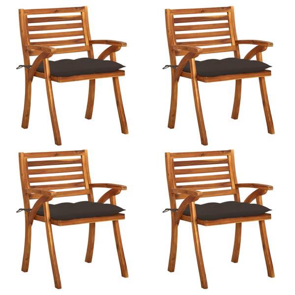 Grote foto vidaxl chaises de jardin avec coussins 4 pcs bois de teck so tuin en terras tuinmeubelen