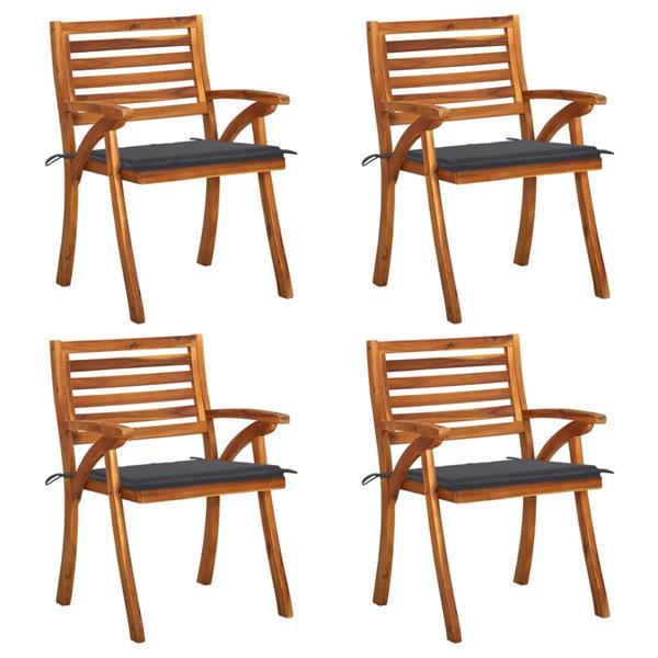 Grote foto vidaxl chaises de jardin avec coussins 4 pcs bois d acacia m tuin en terras tuinmeubelen