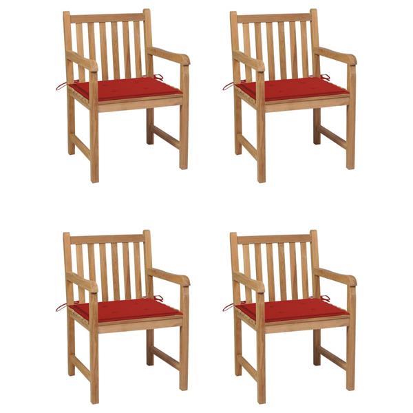 Grote foto vidaxl chaises de jardin 4 pcs avec coussins rouge bois de t tuin en terras tuinmeubelen