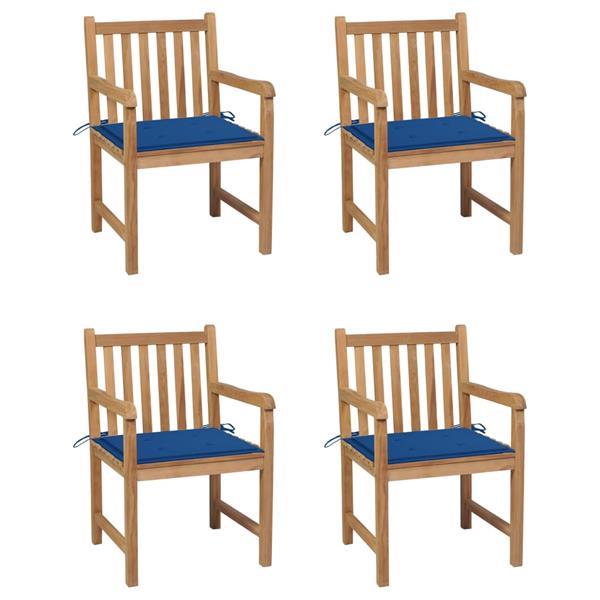 Grote foto vidaxl chaises de jardin 4 pcs avec coussins bleu royal bois tuin en terras tuinmeubelen