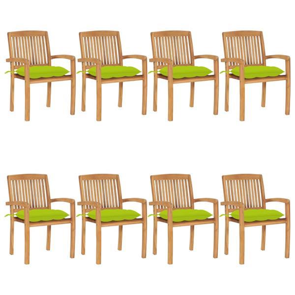 Grote foto vidaxl chaises de jardin empilables avec coussins 8 pcs teck tuin en terras tuinmeubelen