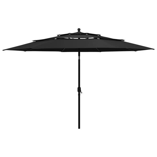 Grote foto vidaxl parasol 3 niveaux avec m t en aluminium noir 3 5 m tuin en terras overige tuin en terras