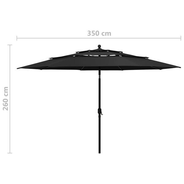Grote foto vidaxl parasol 3 niveaux avec m t en aluminium noir 3 5 m tuin en terras overige tuin en terras