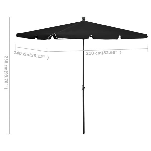 Grote foto vidaxl parasol de jardin avec m t 210x140 cm noir tuin en terras overige tuin en terras