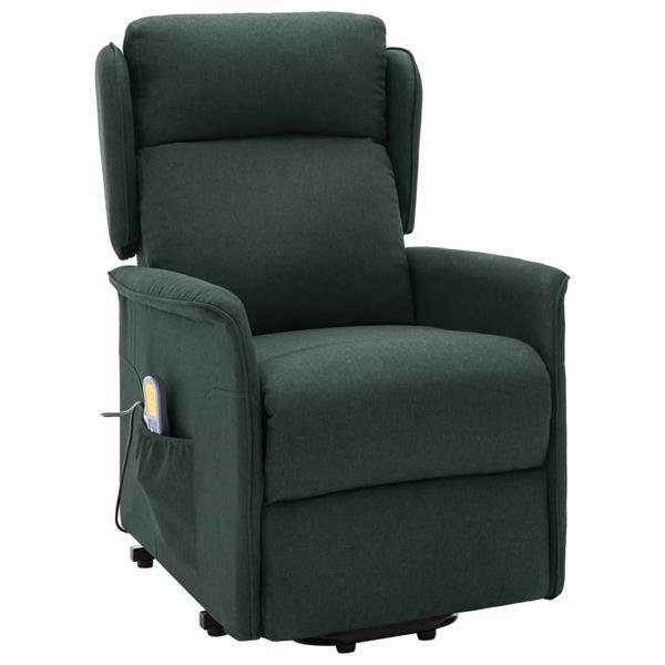 Grote foto vidaxl fauteuil de massage inclinable vert fonc tissu huis en inrichting stoelen
