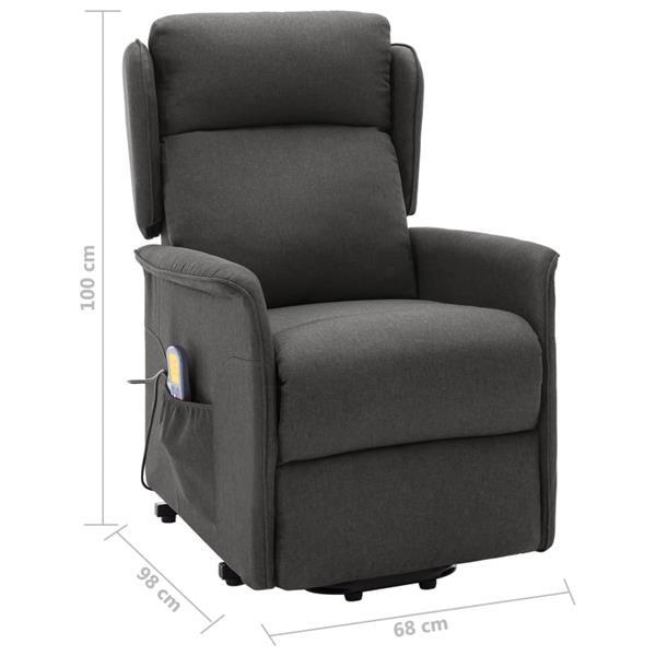 Grote foto vidaxl fauteuil de massage inclinable gris fonc tissu huis en inrichting stoelen