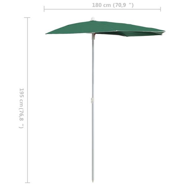Grote foto vidaxl parasol half met paal 180x90 cm groen tuin en terras overige tuin en terras