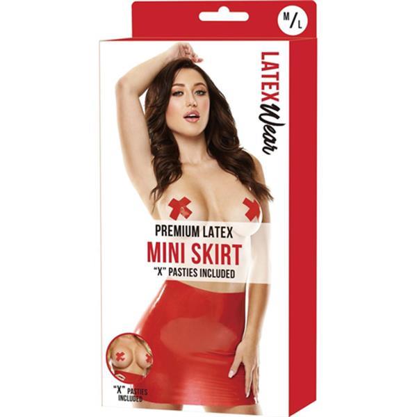Grote foto latex mini rok rood erotiek kleding